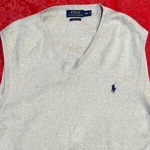 Polo Ralph Lauren Pima Cotton Sweater Vest Beige V-Neck Men XXL